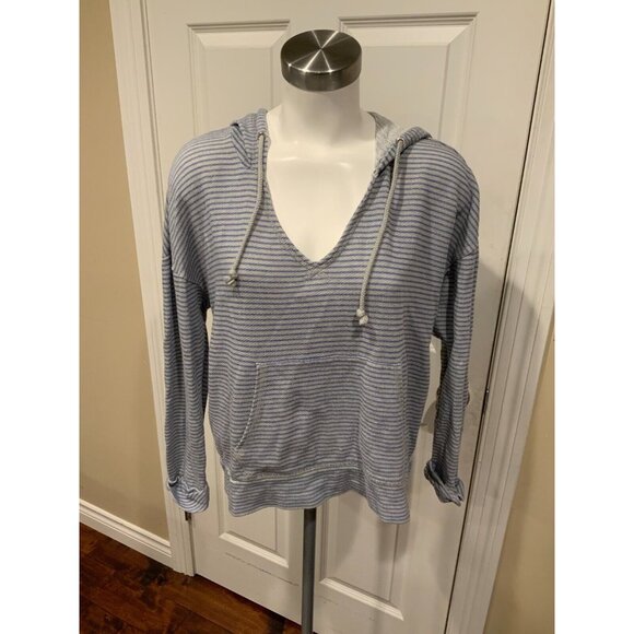 Soft Joie Gray & Blue Striped Hooded Sweatshirt, Size XS - Picture 1 of 6